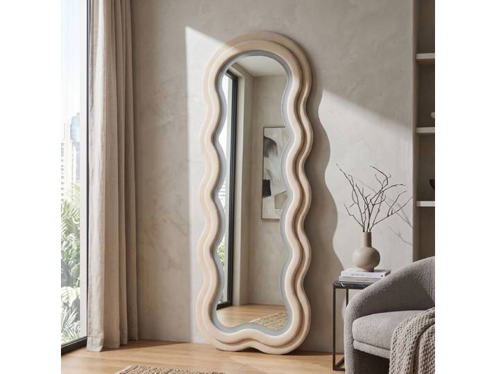 Miroir mural ondulé 60x160 cm LED inclus Clover Velours Crème