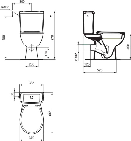 Pack WC NOE mécanique finition blanc brillant sortie horizontale PORCHER P114601