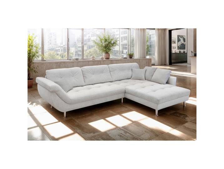 Mid.you Ecksofa, Creme, Textil, Füllung: Silikon, Schaumstoffflocken,Silikon, Schaumstoffflocken,Silikon,Silikon, seitenverkehrt montierbar, L-Form, einmalig seitenverkehrt montierbar, 329x199 cm, Stoffauswahl, Rücken echt, Wohnzimmer, Sofas & Couches, Wohnlandschaften, Ecksofas