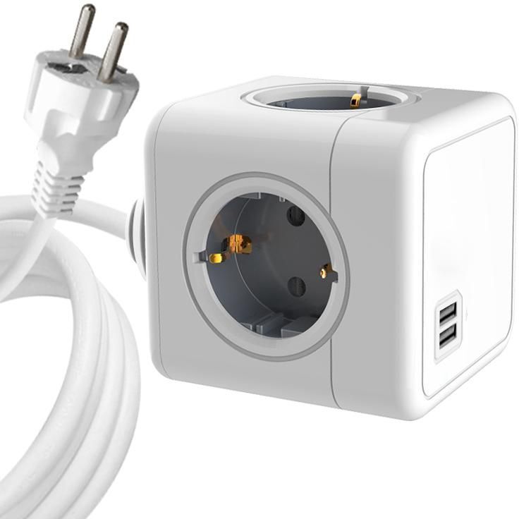MicroConnect - 4 Way Schuko, 2 USB Ports Power Cube - With 1,5m Cable