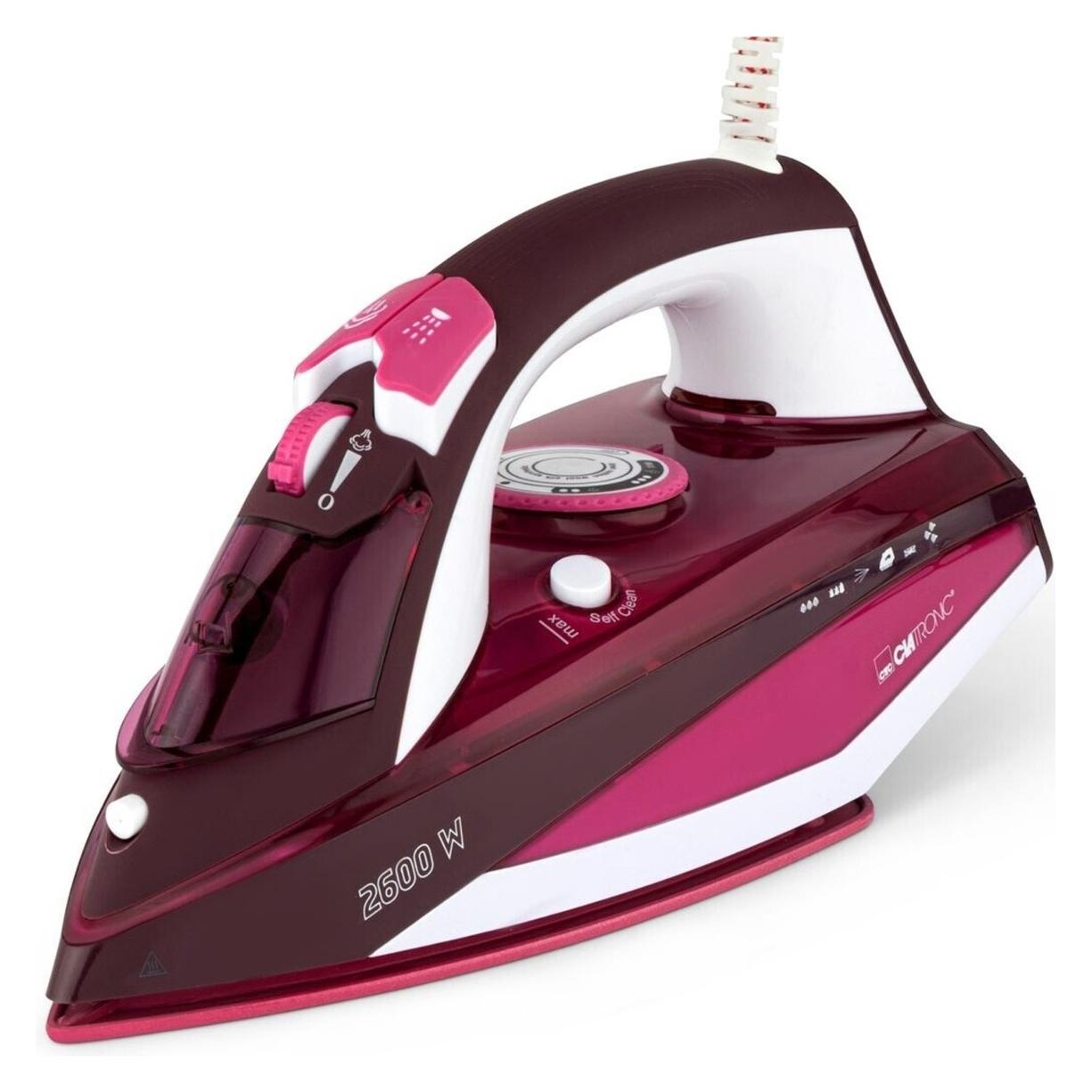 Clatronic DB 3705 Dampfbügeleisen 2600W Keramiksohle weiss-rot (2600 W, 120 g/min) (13382)