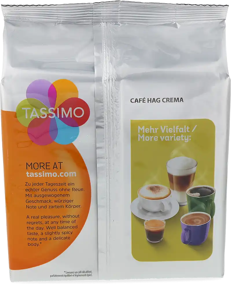 Café Hag   Crema Décaféiné - 16 Capsules de café pour Tassimo - Café noir - Compatible Tassimo