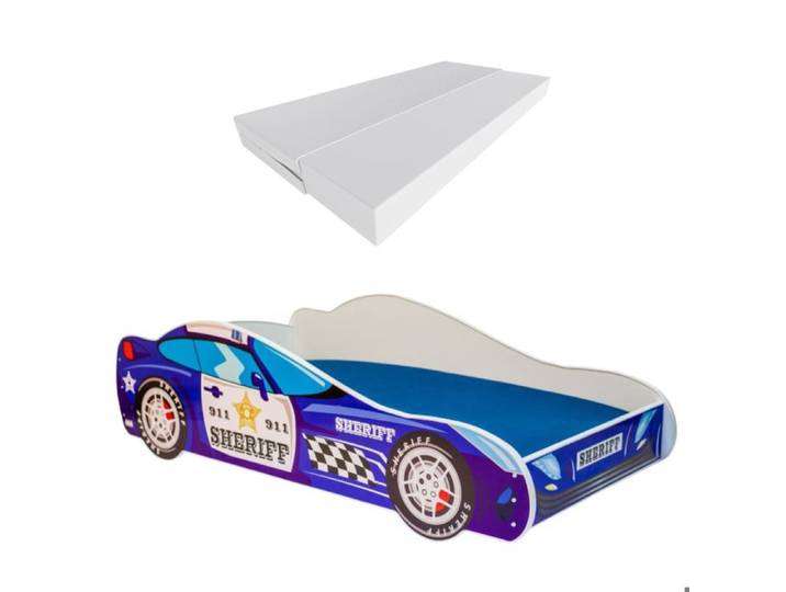 Lit enfant voiture  Policier 140x70cm+ sommier + matelas