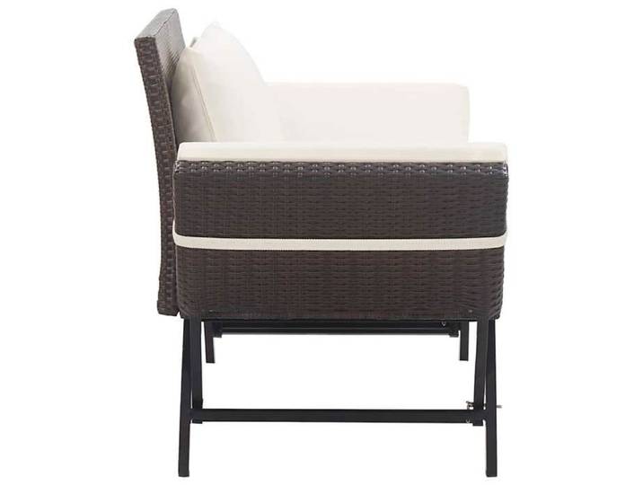 Elégance-Chic Banc de jardin - avec coussins - 176 cm - Marron - Résine tressée - (130-176) x 70 x 80 cm - Banc d'extérieur_0013951