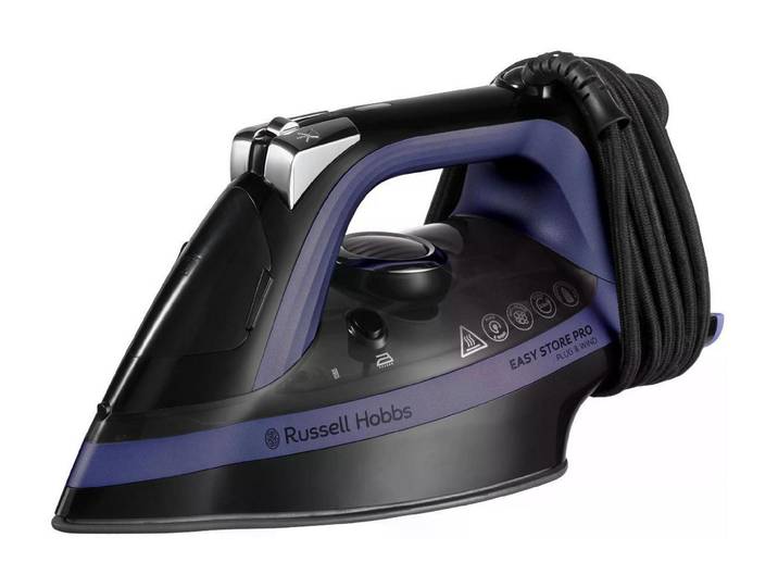 Dampfbügeleisen RUSSELL HOBBS Plug & Wind , blau (blau, schwarz), B:34,6cm H:17,7cm, Bügeleisen, Dampfbügeleisen