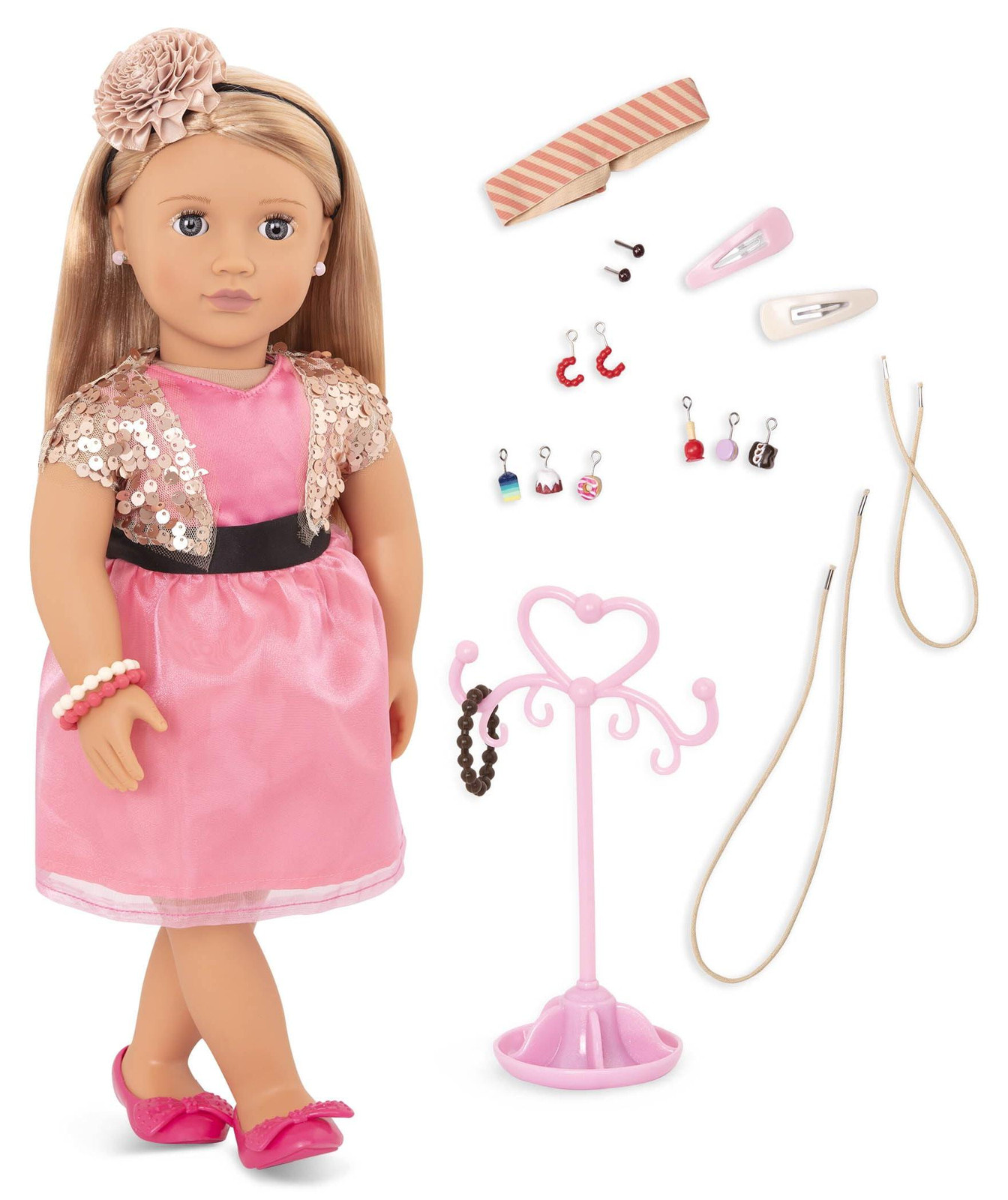 Our Generation Audra pop met oorgatjes, 46 cm