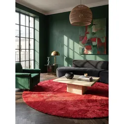 Teppich Hochflor Rot 120x120 cm - ALDAN   Kadima Design