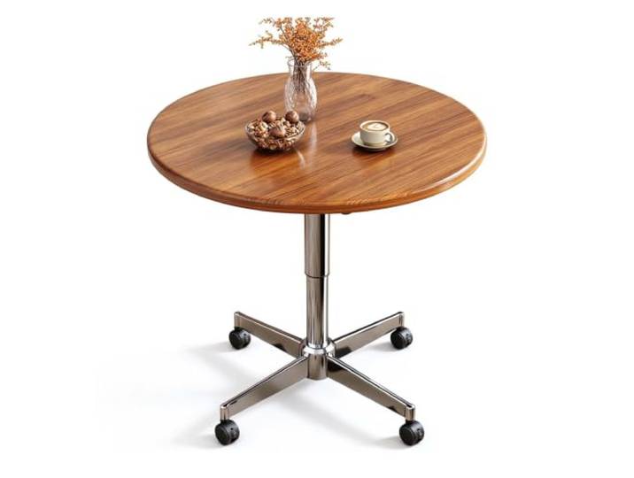 GAOCUNBING Runder Bartisch, 360 Grad drehbar, höhenverstellbar; Beistelltisch, höhenverstellbar Walnut,50cm/19.7in