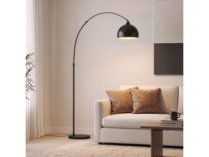 HOMCOM Lampadaire Arc Réglable Marbre Vintage Noir Salon 40W