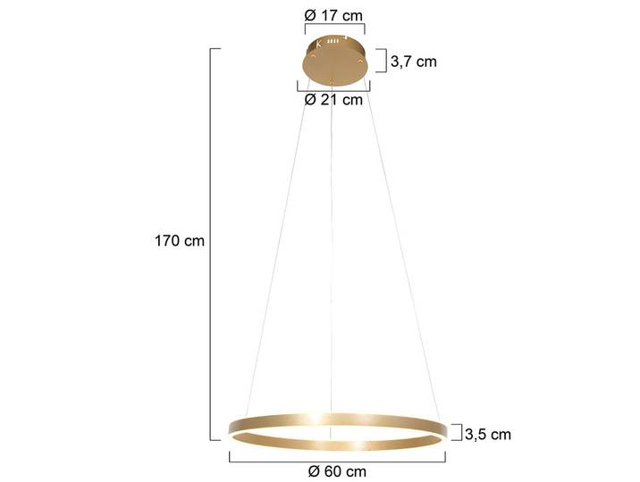 Steinhauer Hängelampe Ringlux, dimmbar, messing / gold, für Wohn- / Esszimmer, Metall, Modern