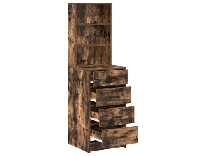 KTHLBRH Anrichte Eiche Smoke 4 Schubladen 40 x 41 x 135 cm Holz Modernes Design, viel Stauraum, leicht zu reinigen, ideal für Zusammenkünfte