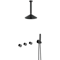 VitrA Liquid Duschsystem mit Duschkopf und Handbrause Wand-/Deckenmontage Schwarz Hochglanz,A4277739 A4277739