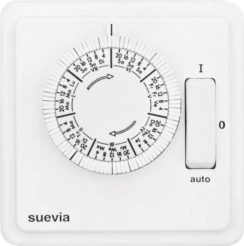 Suevia SU280439 Unterputz-Zeitschaltuhr analog Wochenprogramm 1200W IP20 EIN/AUTO/AUS-Programm