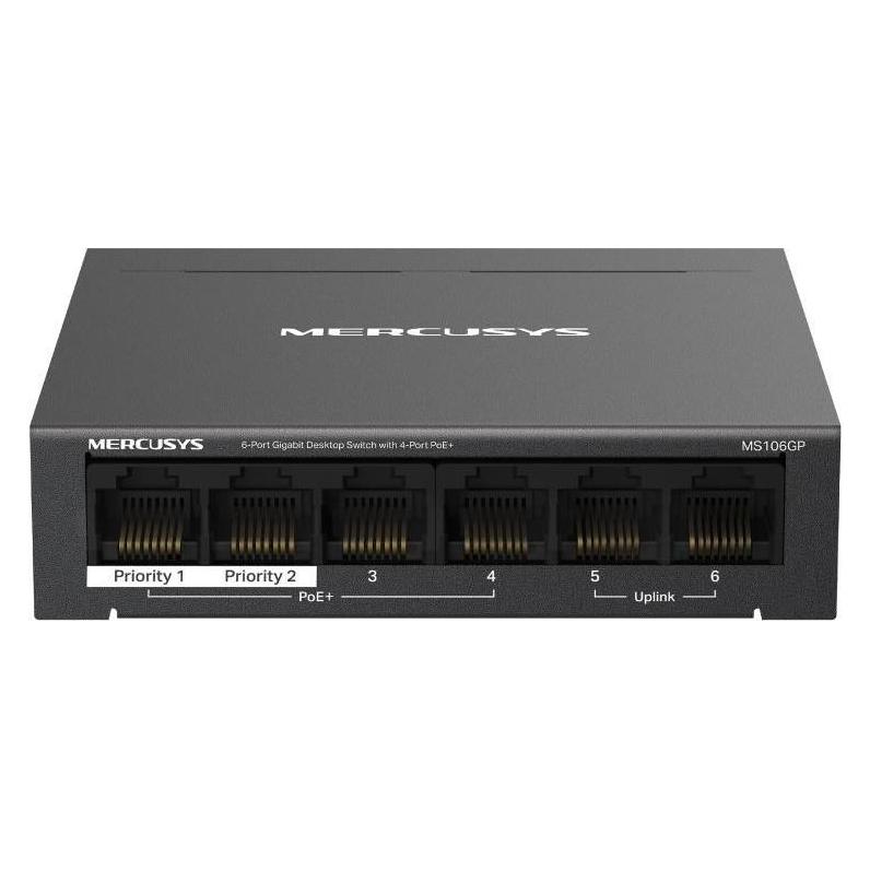 Mercusys switch MS106GP (6xGbE,4xPoE+,65W,fanless) (6 Ports) (MS106GP)