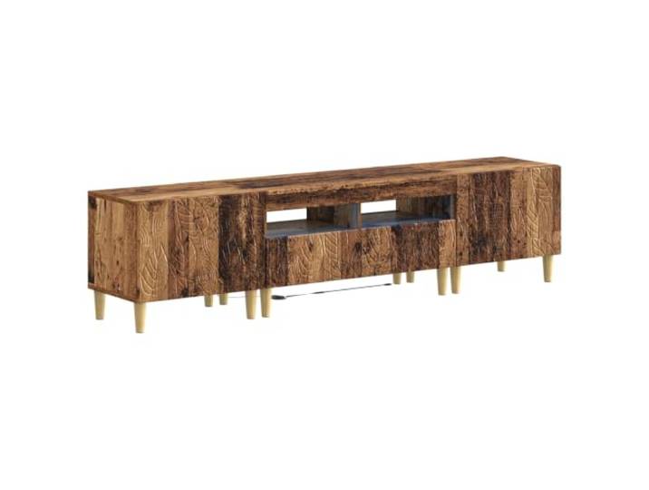 vidaXL 3-teiliges LED TV Regal DELFT Altholz Holzwerkstoff Organisiere mit mehreren Fächern, Perfekt für kleine Räume, Schaffe eine gemütliche Atmosphäre mit den integrierten Lichtern