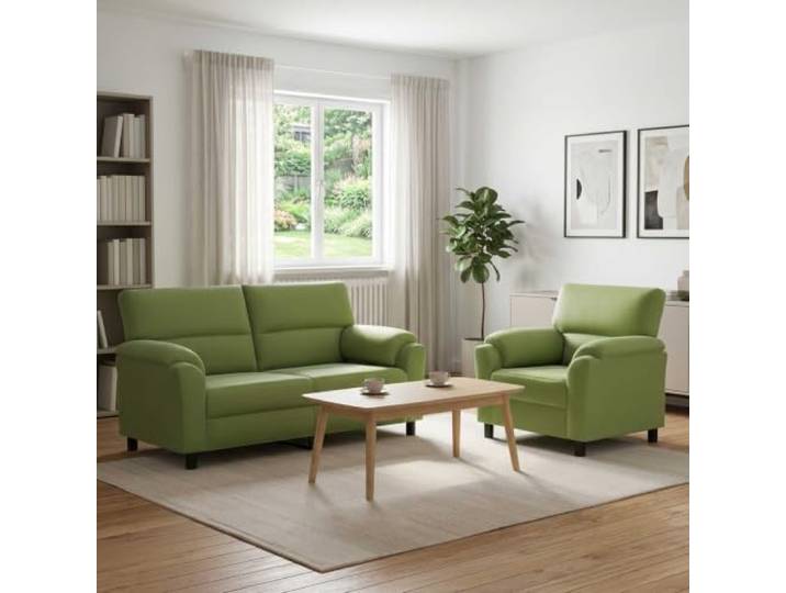 Sofa-Set 2 Stück Hellgrün Samt Metallrahmen,Kissenrücken,konische Beine,Samtbezug,Wohnzimmer,Innenbereich