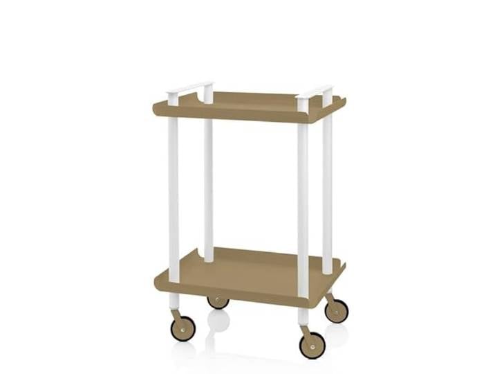 DON HIERRO - Servierwagen, Rollregal mit 2 Ebenen, Metall, weißer Rahmen, LEKY-Sand