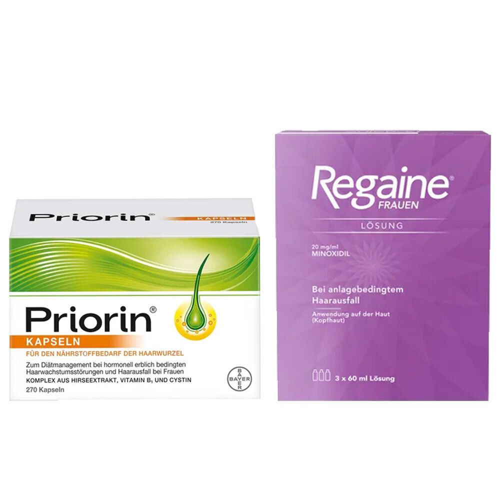 Priorin Kapseln + Regaine Frauen Lösung 2% 3 Monats-Vorrat 1 St Set
