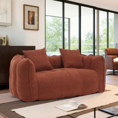 "66"" Chenille Square Arm 2-Seater Beanbag Sofa with High-Resilience Foam Core and Removable Cover"