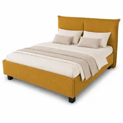 FMP Polsterbett Kord Paris 140x200 cm ocker 10 cm hoch alufarben