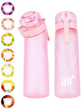 Quick Pick Pro Flavor Water Bottle With Scent Pods Leakproof Air Water Bottle With Straw For Sports & Travel pink