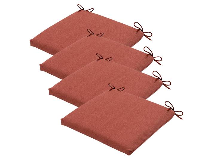 Stuhlkissen Outdoor 4er-Set Bändchen, Sitzkissen wasserabweisend, terra, je 40 x 40 cm
