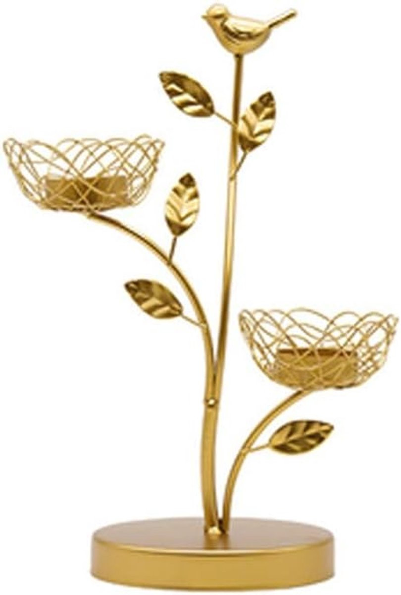 Kandelaar Vogel Zwart - Creatieve Kaarsenhouder voor Taperkaarsen - Decoratie Maat D