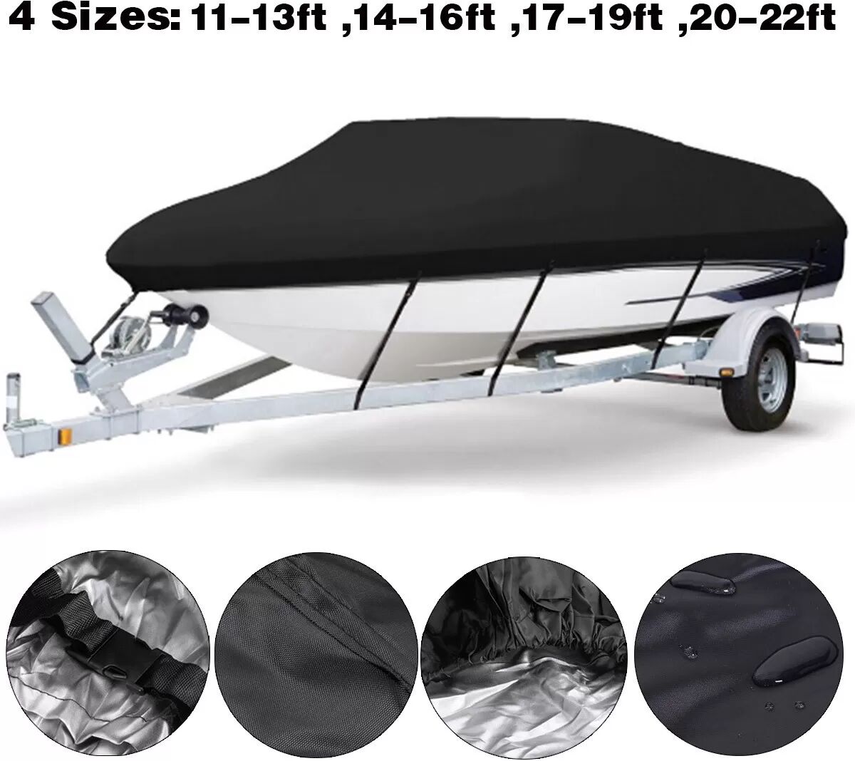INF Housse de bateau imperméable en tissu Oxford en forme de V S