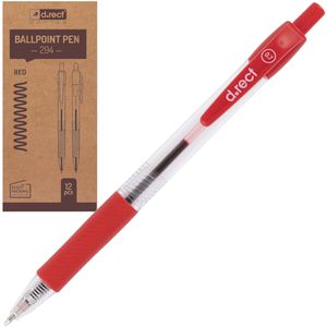 D.RECT Kugelschreiber 294, Gehäuse transparent, Schreibfarbe rot, 12 Stück