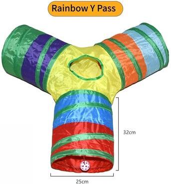 Uplifted Goods Foldable S Pass Cat Play Tunnel rainbow Y Tunnels