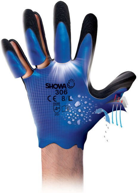 SHOWA Gants 306 Taille S (306 EU S/Blue)
