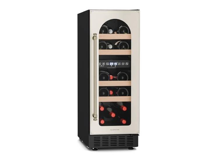 Klarstein Vinovilla Victoria 17 Weinkühlschrank - 17 Flaschen, 2 Zonen, 5-22 °C, Touchpanel, LED-Steuerung, UV-Schutz, Leiser Betrieb, Eingebaut/Freistehend, Vintage-Design