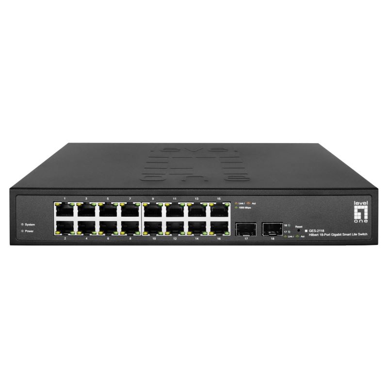 LevelOne Switch 16x GE GES-2118 2xGSFP 19" Hilbert