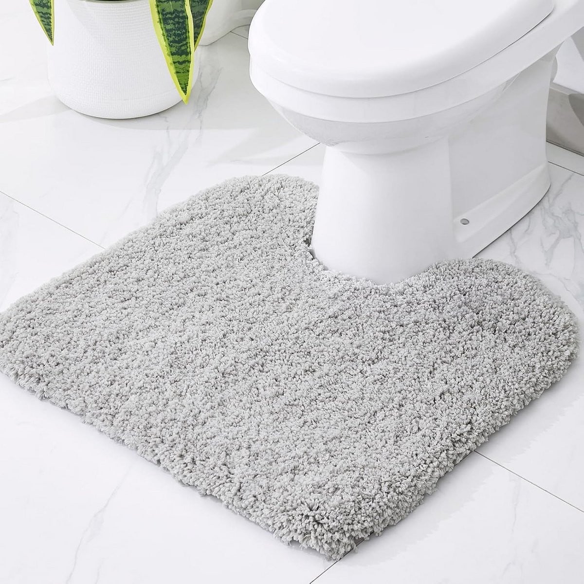 Grijs Antislip U-vormig Toilettapijt - Pluizig en Absorberend Badkamer Mat
