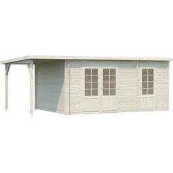 Palmako Gartenhaus Ella 13,1 m2 Zweiraumhaus inkl. 3,9 m2 Anbau - 28 mm Transparent tauchimprägniert