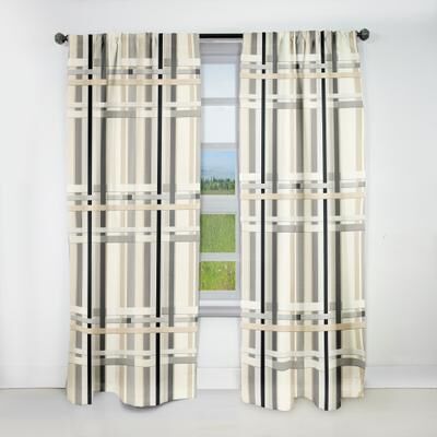 DESIGN ART "Designart ""Balanced Lines"" Striped Blackout Curtain For Living Room Décor"