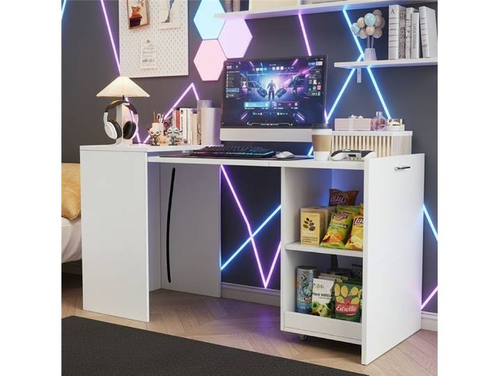 Table pliante bureau armoire 126x55x75cm rangement 2 en 1