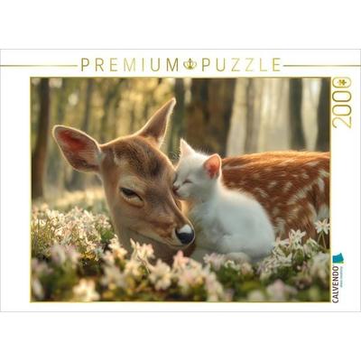 CALVENDO Puzzle Sanfte Begegnung im Zauberwald | 2000 Teile Lege-Größe 90x67cm Foto-Puzzle für glückliche Stunden