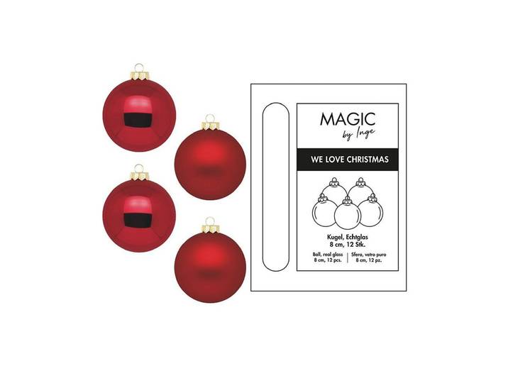 Weihnachtsbaumkugel DECOR , rot, Ø:8cm, Glas, Weihnachtsbaumkugeln, Weihnachtsbaumkugel