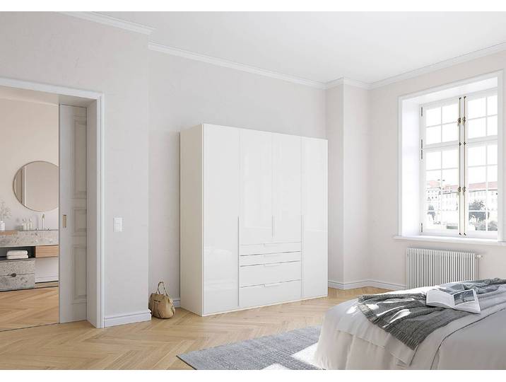 Drehtürenschrank Purisma Glastüren Typ B 201cm Weiß/Alpinweiß