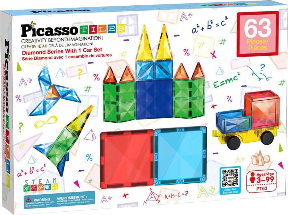 PicassoTiles Diamant Serie Bouwset voor Kinderen, 63 stuks