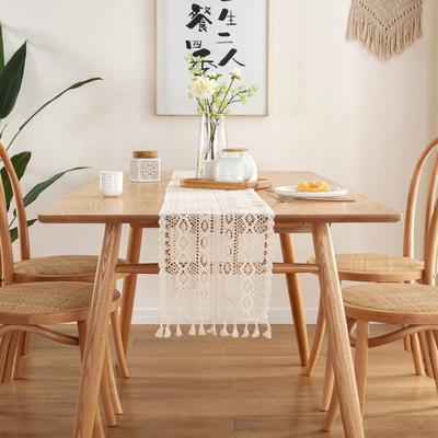 Enova Home Fashion Cotton Table Runner with Tassels