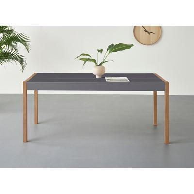 Esstisch HOME AFFAIRE "Prenzlau", grau (grau, natur), B:185cm H:77,5cm T:80cm, Tische, Esstisch, mit Arbeitsplatz und Stauraummöglichkeit, FSC-zertifiziert