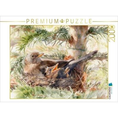 CALVENDO Puzzle Amsel mit Nachwuchs | 2000 Teile Lege-Größe 90 × 67 cm Foto-Puzzle für glückliche Stunden