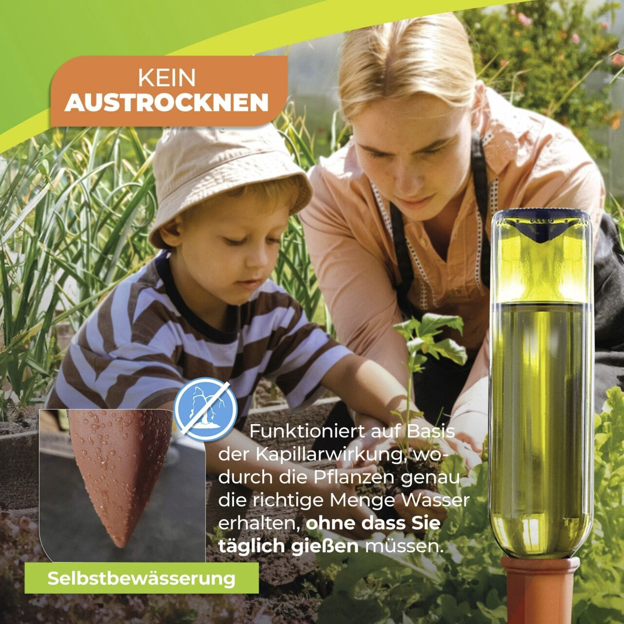 Bio Green BioGreen Bewässerungskegel Hydro Wine für Wein- und PET-Flaschen 4 Stück