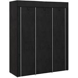 STOFFSCHRANK, Faltschrank, Kleiderschrank mit Kleiderstange, 8 Ebenen Schwarz