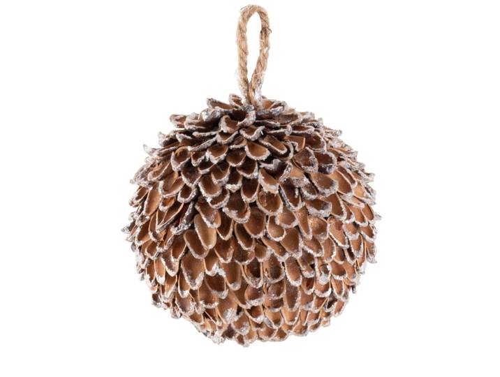 Weihnachtskugel Tannenzapfen, braun und weiß