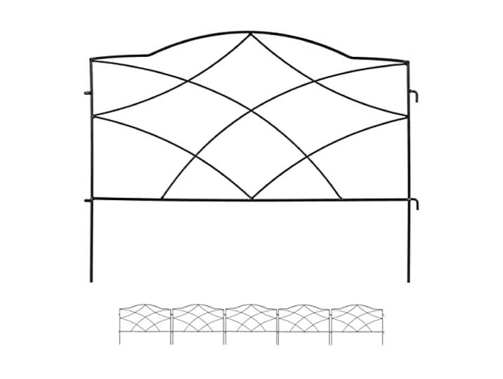 Relaxdays Beetzaun Metall, 6 Zaunelemente je HxB 46 x 61 cm, Garten Beeteinfassung zum Stecken, Zierzaun, Eisen, schwarz