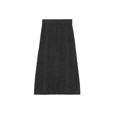 Midirock MOSHI MOSHI MIND "moshi moshi mind Skirt Elma", Damen, Gr. S, grau (charcoal melange), Obermaterial: 100% Wolle, Röcke