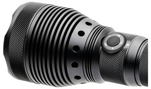 Powertac 815698015775 LED Akku-Handscheinwerfer Große Reichweite, IPX8 (wasserdicht), mit Stroboskopmodus, mit USB-Schnittstelle